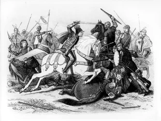 Riccardo III (1452-85) alla Battaglia di Bosworth nel 1485